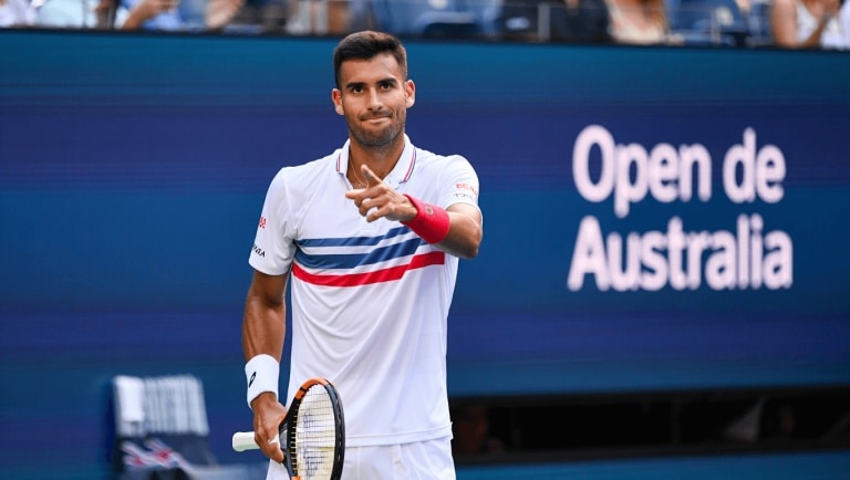La celebración de Carlos Alcaraz tras ganar a Zverev