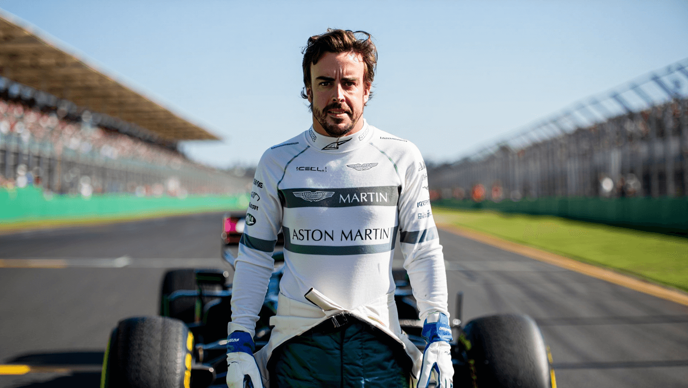 Fernando Alonso, en el box de Aston Martin